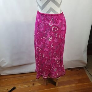 New York City Design Co Silk Pull on Paisley Skirt Lined Pinks Size Medium